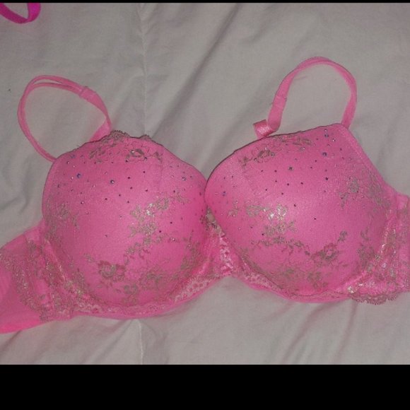 Victoria’s Secret Rare Padded Demi Vintage Pink Gold Lace Push Up Bra 38C RGUC - Picture 2 of 10